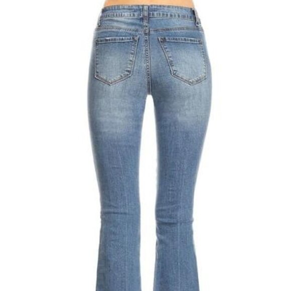 HAMMER Cropped Flare wide leg raw hem Denim Jeans Size 13 NWT - Picture 3 of 4